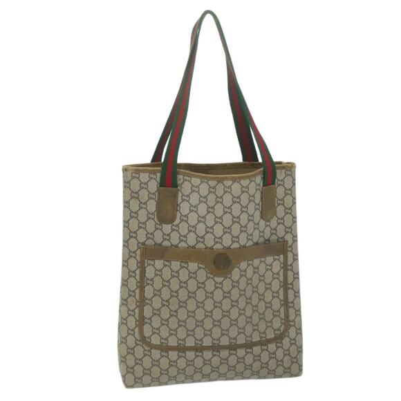 GUCCI GG Plus Supreme Web Sherry Line Tote Bag Beige Red Green - Picture 1 of 12